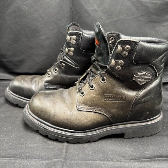 Vintage Harley Davidson 91015 Black Leather Motorcycle Boots Men’s Sz. 8.5 main image 5